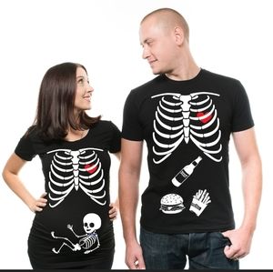 Maternity Halloween costume t-shirts baby boy skeleton